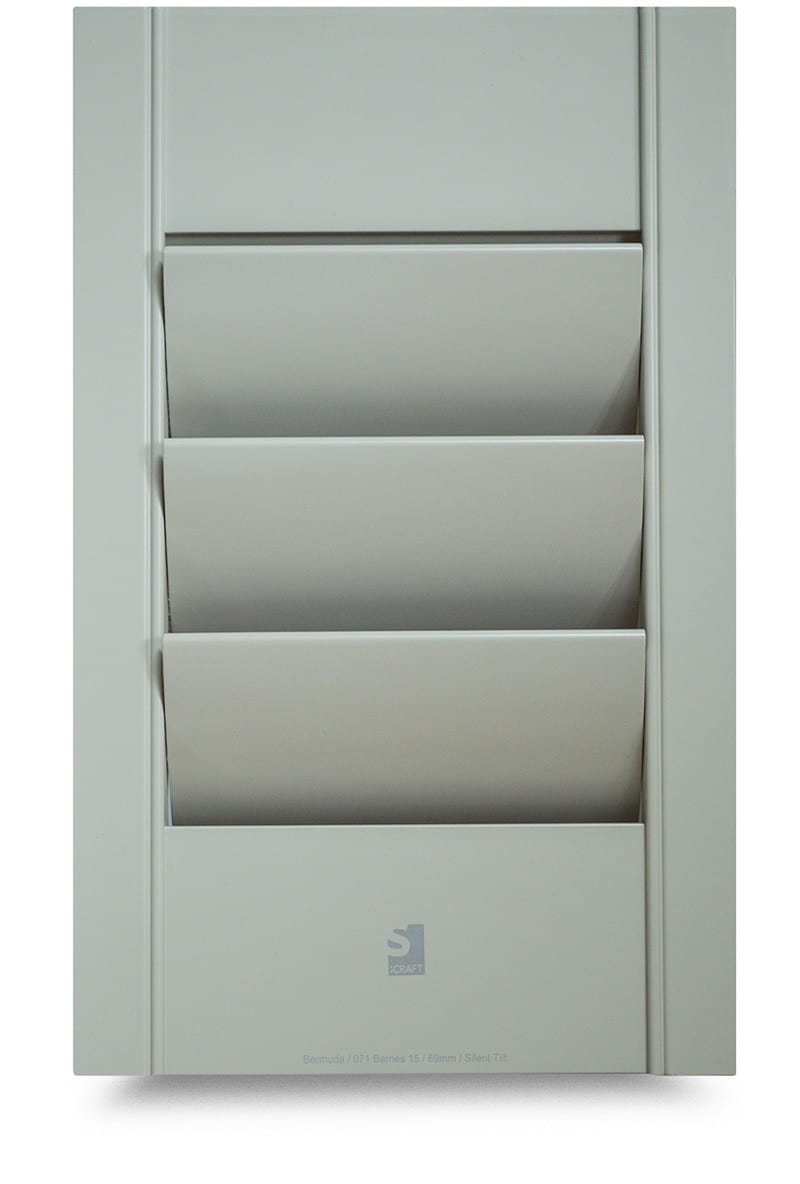 Bermuda painted MDF shutter sample in soft green