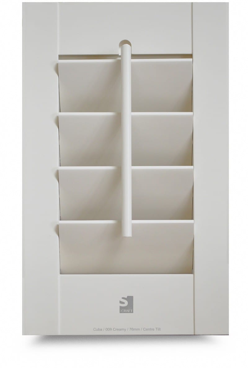Cuba hardwood panel shutter sample in white